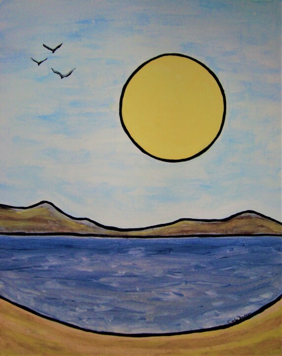 Painting titled "Serene Lake" by Carla Dancey, Original Artwork, Acrylic