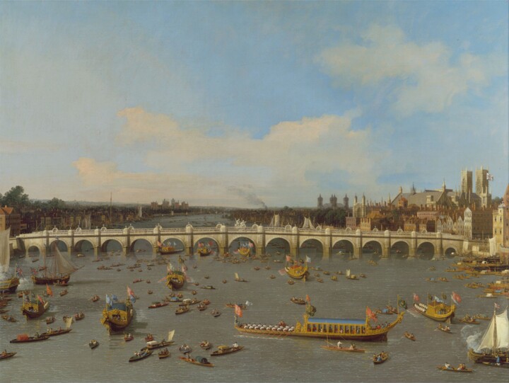 Painting titled "Westminster Bridge,…" by Canaletto, Original Artwork, Oil