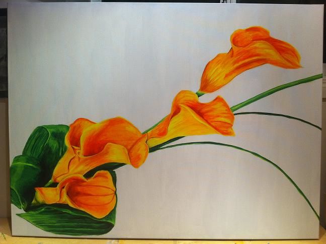 Pittura intitolato "Arum Lillies" da Kelsey Elvin, Opera d'arte originale