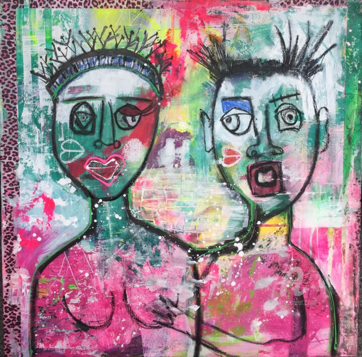 Schilderij getiteld "les amoureux" door Candice Boulanger, Origineel Kunstwerk, Acryl