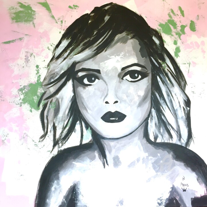 Painting titled "Pink Blondie" by Candice Boulanger, Original Artwork, Acrylic Mounted on Wood Stretcher frame