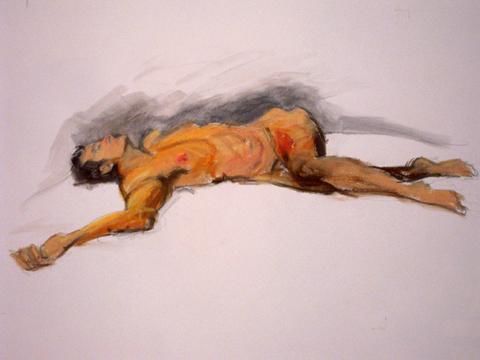 Painting titled "Reclining Male" by Candy Barr, Original Artwork