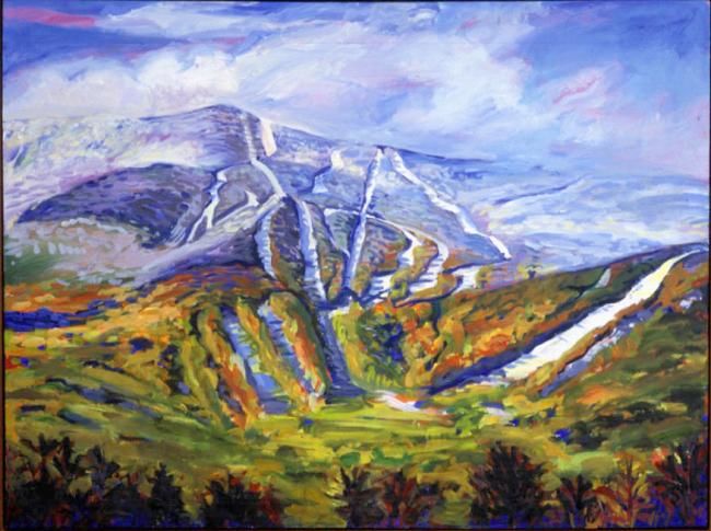 Pintura titulada "Sugarbush Ski Trails" por Candy Barr, Obra de arte original, Oleo