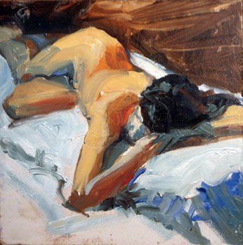 Pittura intitolato "Reclining Nude Slee…" da Candy Barr, Opera d'arte originale, Olio