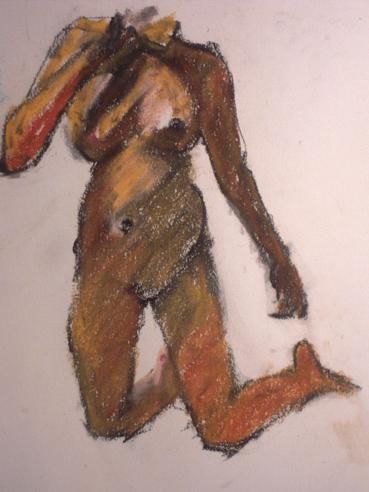 Painting titled "Kneeling Torso Nude" by Candy Barr, Original Artwork, Oil