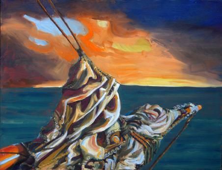 Painting titled "Bowsprit" by Candy Barr, Original Artwork, Oil