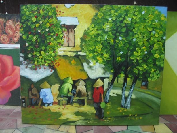 Pittura intitolato "Vietnamese landscap…" da Canh, Opera d'arte originale