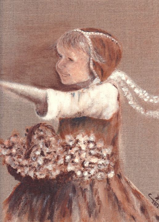 Peinture intitulée "Une petite Bretonne" par Nonna, Œuvre d'art originale