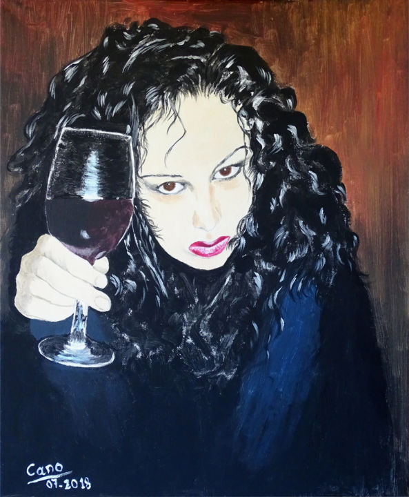 Painting titled ""In vino veritas"" by Cano, Original Artwork, Acrylic
