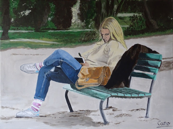 Painting titled "Diary Break - Pause…" by Cano, Original Artwork, Acrylic