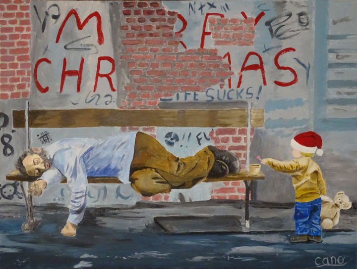Malerei mit dem Titel "Merry Christmas 2020" von Cano, Original-Kunstwerk, Acryl