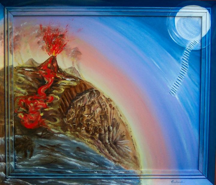 Painting titled "La terre en colère" by Chantal Moisy (ChanTou), Original Artwork, Acrylic