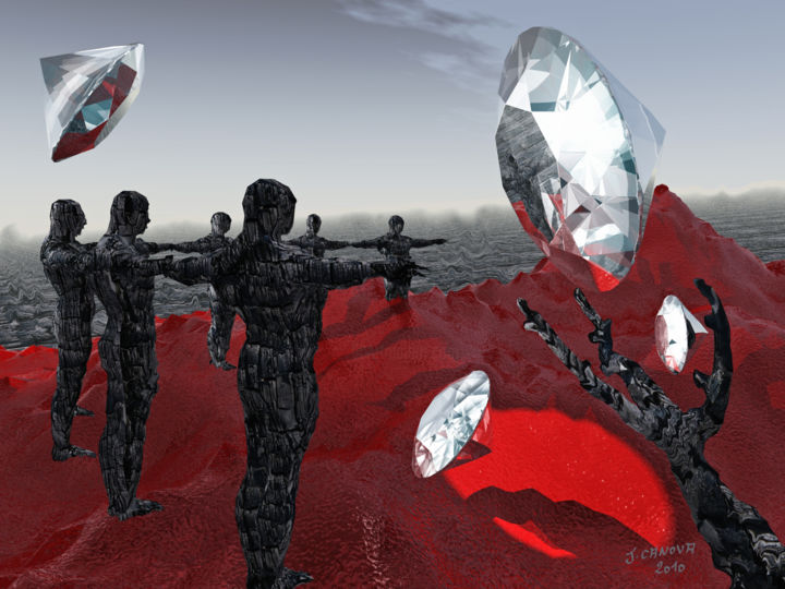 Arts numériques intitulée "Les diamants-du-sang" par Joseph Canova, Œuvre d'art originale, Peinture numérique