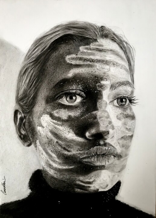 Drawing titled "kimliksiz-2" by Cansu Kam, Original Artwork, Charcoal