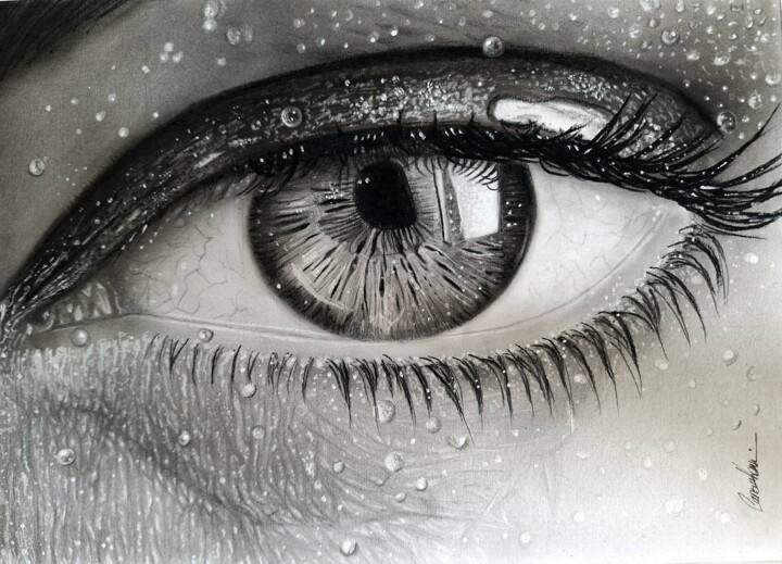 Drawing titled "Eye2" by Cansu Kam, Original Artwork, Pencil