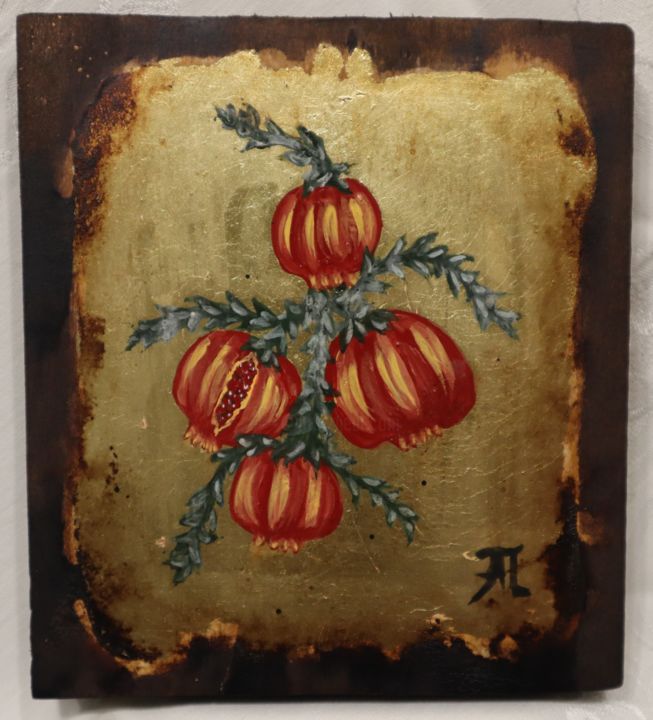 Peinture intitulée "Pomegranates" par Anastasia Patouna, Œuvre d'art originale, Tempera
