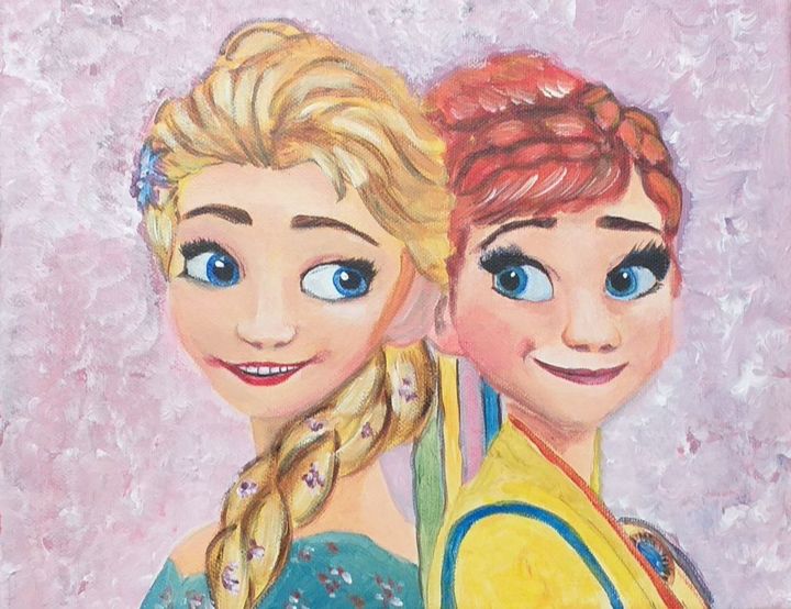 Pintura intitulada "Elsa and Anna ..." por Anastasia Patouna, Obras de arte originais, Acrílico