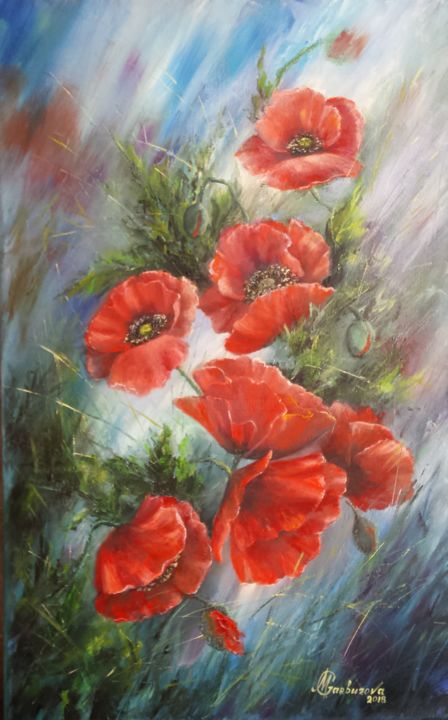 Pintura intitulada "Poppy samba. Макова…" por Marina Garbuzova, Obras de arte originais, Óleo