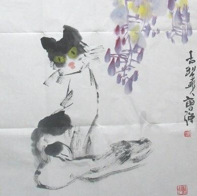 Painting titled "国画花鸟" by Cao Qiang, Original Artwork, Oil