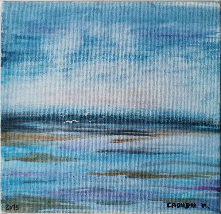 Painting titled "Horizon" by Martine Caoudal, Original Artwork, Acrylic