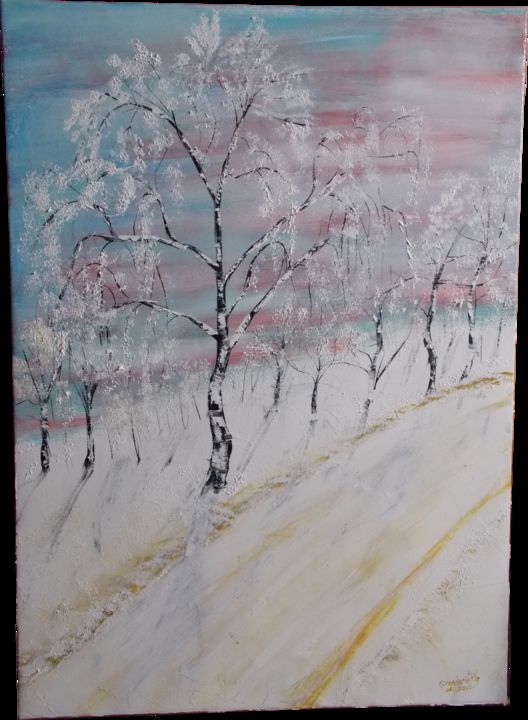 Painting titled "paysage d'hiver d'A…" by Gérard Capdevielle, Original Artwork, Oil