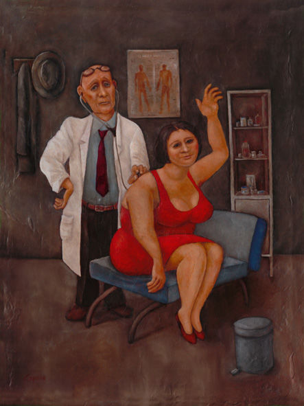 Malerei mit dem Titel "Il medico" von Nunzio Capece, Original-Kunstwerk, Öl
