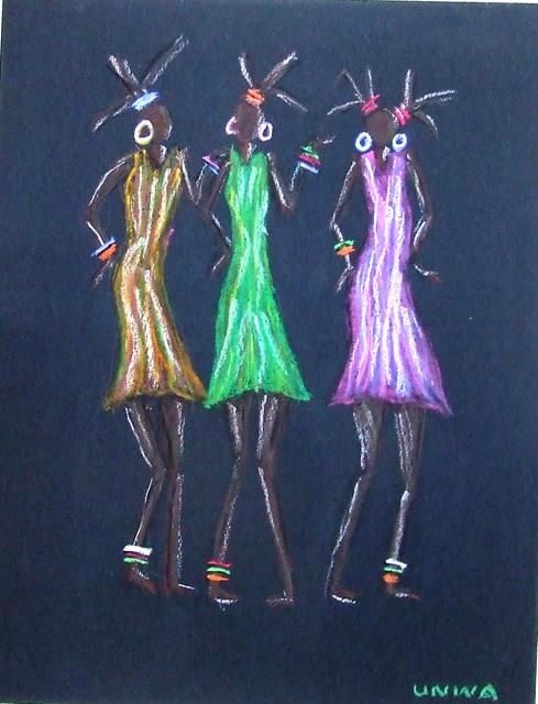 Drawing titled "dancing girls" by Capecolours, Original Artwork