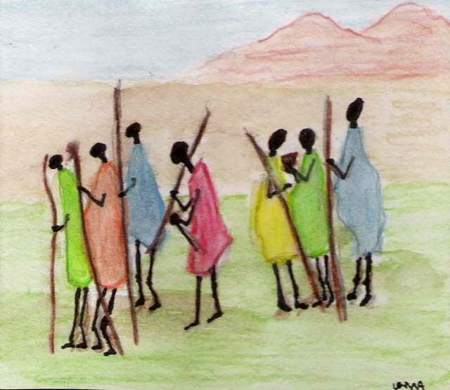 Drawing titled "men's group" by Capecolours, Original Artwork