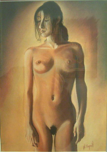 Painting titled "Nue" by Henri Capell, Original Artwork