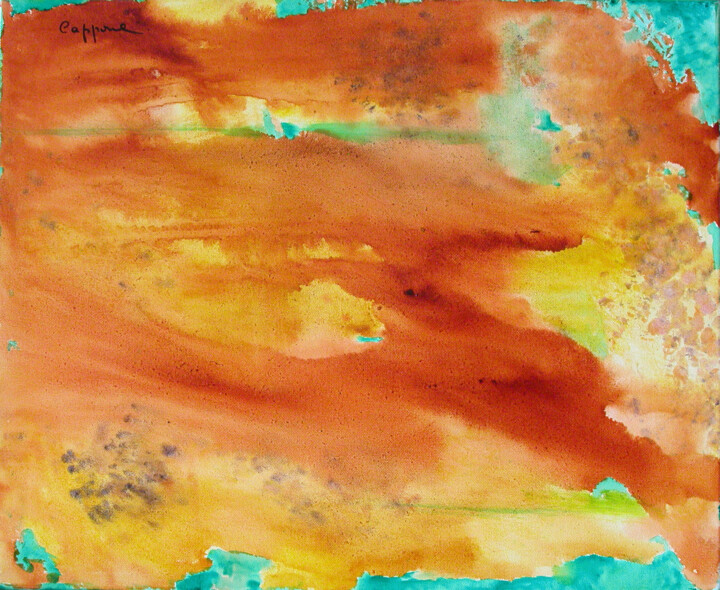 Painting titled "Turbulences Solaire…" by Cappone, Original Artwork, Oil Mounted on Wood Stretcher frame