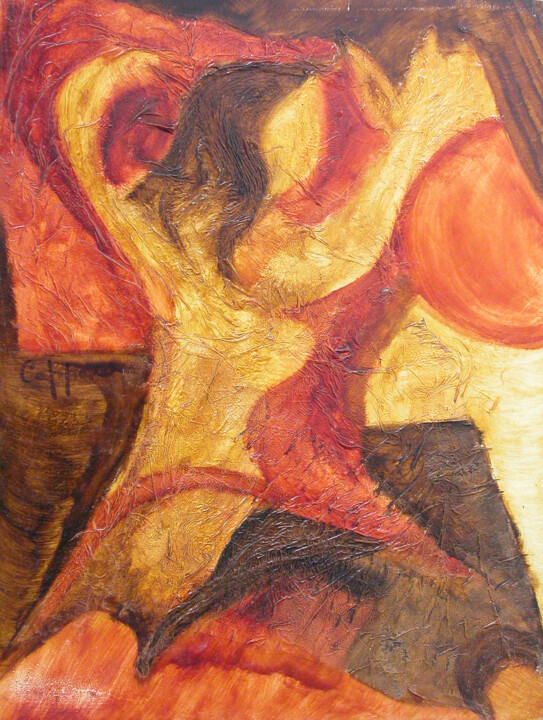 Peinture intitulée "Femme Enflammée - W…" par Cappone, Œuvre d'art originale, Huile Monté sur Châssis en bois