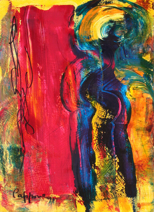 Peinture intitulée "La Porte Rouge  - T…" par Cappone, Œuvre d'art originale, Huile