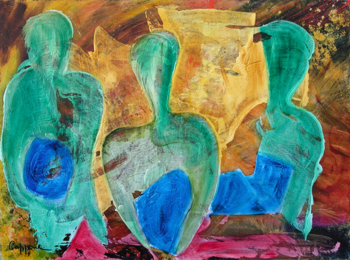 Peinture intitulée "Les Œufs de Pacques…" par Cappone, Œuvre d'art originale, Huile Monté sur Châssis en bois