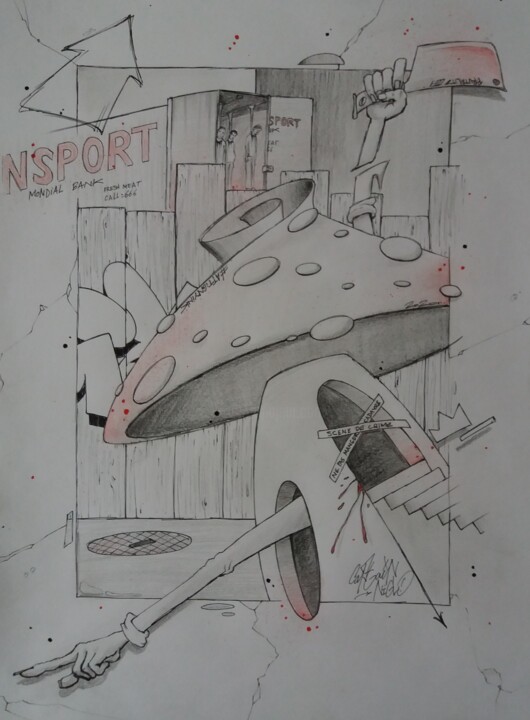 Dessin intitulée "Mushrooman 2" par Captain Niglo, Œuvre d'art originale, Crayon