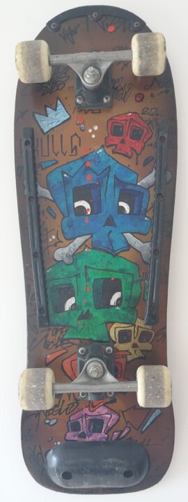 Peinture intitulée "Skullboarding" par Captain Niglo, Œuvre d'art originale, Acrylique