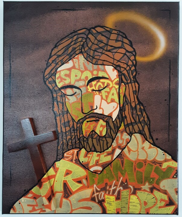 Peinture intitulée "Jésus Hope" par Captain Niglo, Œuvre d'art originale, Marqueur