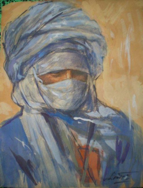 Peinture intitulée "Bleu Indigo" par Madjid Soufi, Œuvre d'art originale, Acrylique