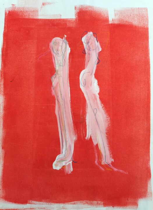Painting titled "Mooving reds" by Capucine Grafé, Original Artwork, Acrylic