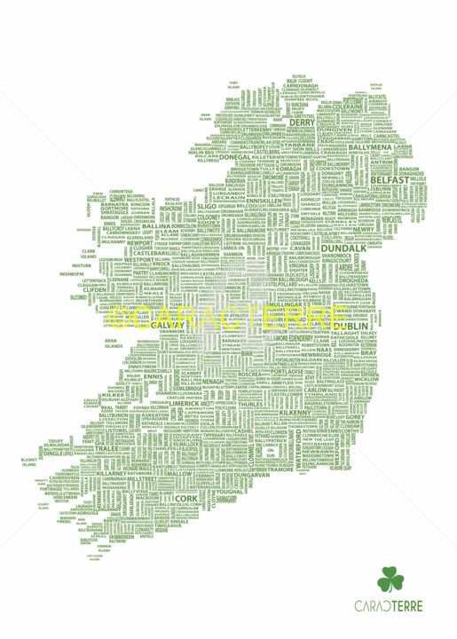 Arte digitale intitolato "irlande-vert-fond-b…" da Caracterre, Opera d'arte originale