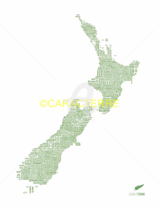 Pittura intitolato "new-zealand-vert-fo…" da Caracterre, Opera d'arte originale