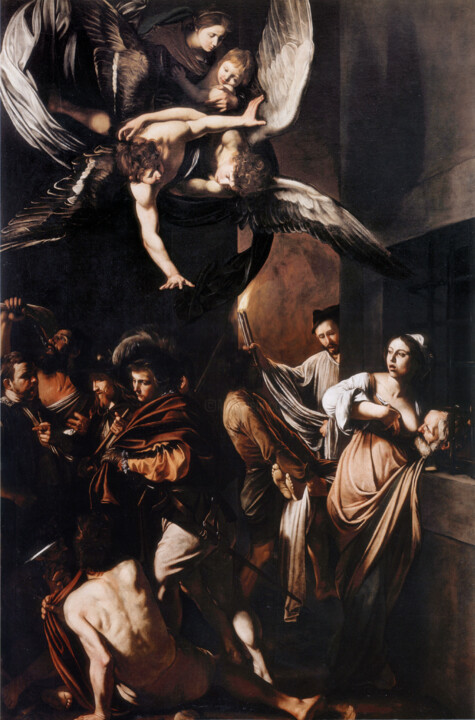 Pintura intitulada "The Seven Works of…" por Caravaggio, Obras de arte originais, Óleo