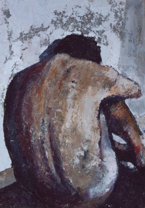 Pittura intitolato "l'uomo di spalle ..1" da Andrea Cardia, Opera d'arte originale