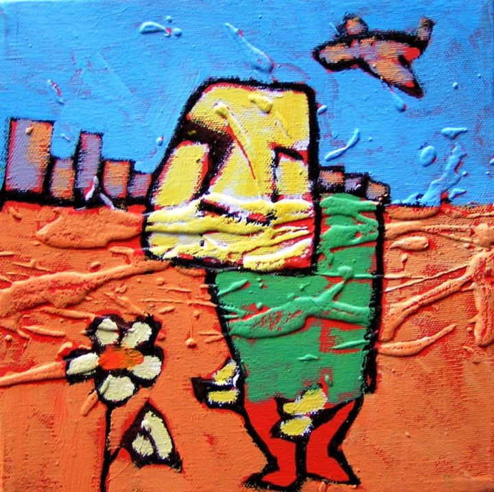 Pittura intitolato "la-rosa-nel-deserto…" da Andrea Cardia, Opera d'arte originale