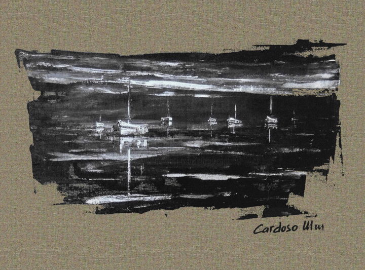 Painting titled "ESCALE A PORT CROS" by Cardoso Manu, Original Artwork, Acrylic Mounted on Wood Stretcher frame