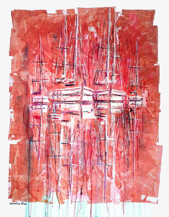 Peinture intitulée "ESCALE A HYERES | S…" par Cardoso Manu, Œuvre d'art originale, Acrylique Monté sur Châssis