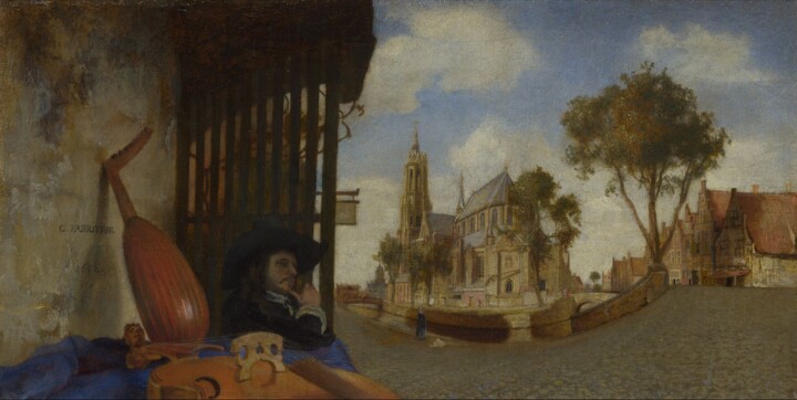 제목이 "Une vue de Delft"인 미술작품 Carel Fabritius로, 원작, 기름