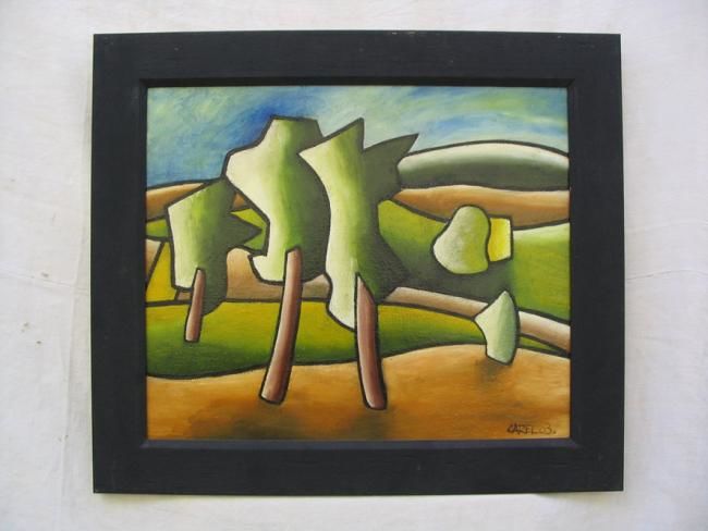 Pintura intitulada "paysage" por Stephane Carel, Obras de arte originais, Óleo