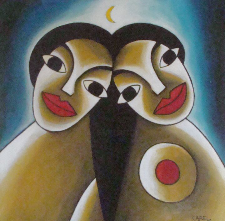 绘画 标题为“le Couple” 由Stephane Carel, 原创艺术品, 油
