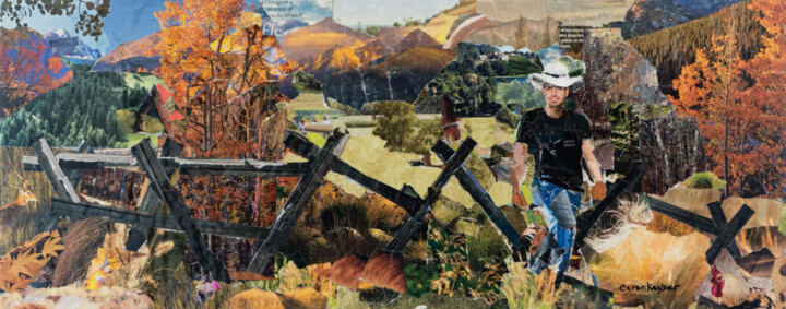 Collages titled "Cowboy Walk" by Caren Keyser, Original Artwork, Collages