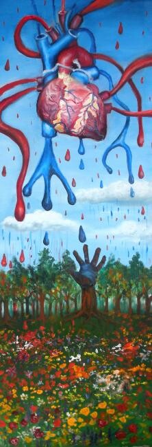 Painting titled "Pouring my Heart Out" by Cari Smith, Original Artwork, Oil